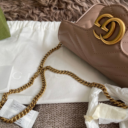 Preloved Authentic Gucci Mini GG Marmont Shoulder Bag in Matelassé Chevron Leather — Brand New