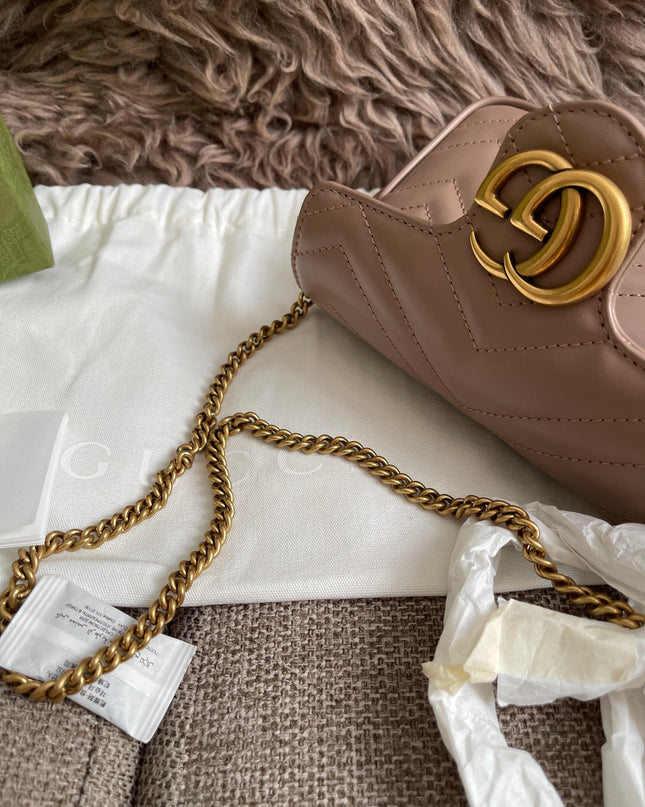 Preloved Authentic Gucci Mini GG Marmont Shoulder Bag in Matelassé Chevron Leather — Brand New