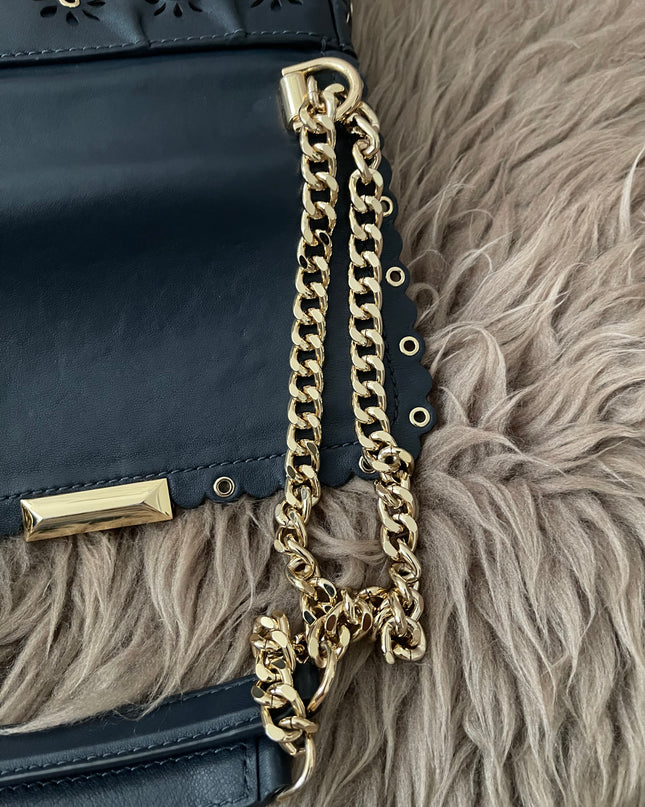 Preloved Authentic Michael Kors Black Leather Small Sloan Studded Chain Shoulder Bag