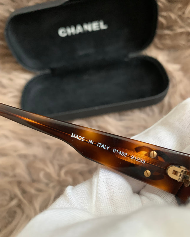 Chanel 2000s CC tortoiseshell sunglasses