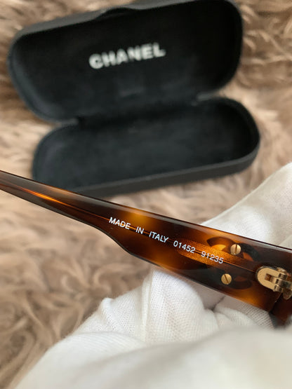 Chanel 2000s CC tortoiseshell sunglasses