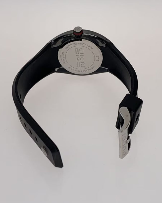 Preloved Authentic GUCCI SYNC/Sherry Line/Wristwatch/Analog/Rubber/BLK/137.3
