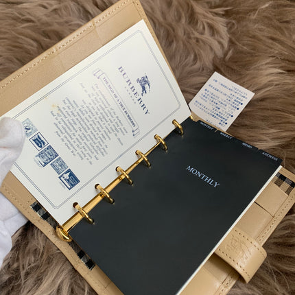Burberry Brown Nova Check Leather Notebook Cover