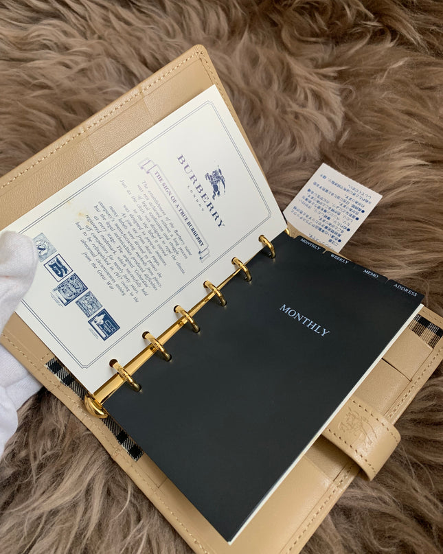 Burberry Brown Nova Check Leather Notebook Cover
