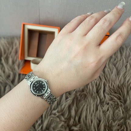 PRELOVED AUTHENTIC HERMES STAINLESS STEEL CLIPPER WATCH 24MM/16.5CM