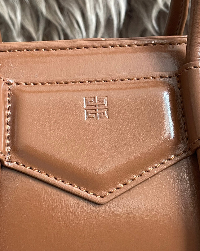 Preloved Authentic Givenchy Antigona Lock Mini — Caramel Smooth Leather