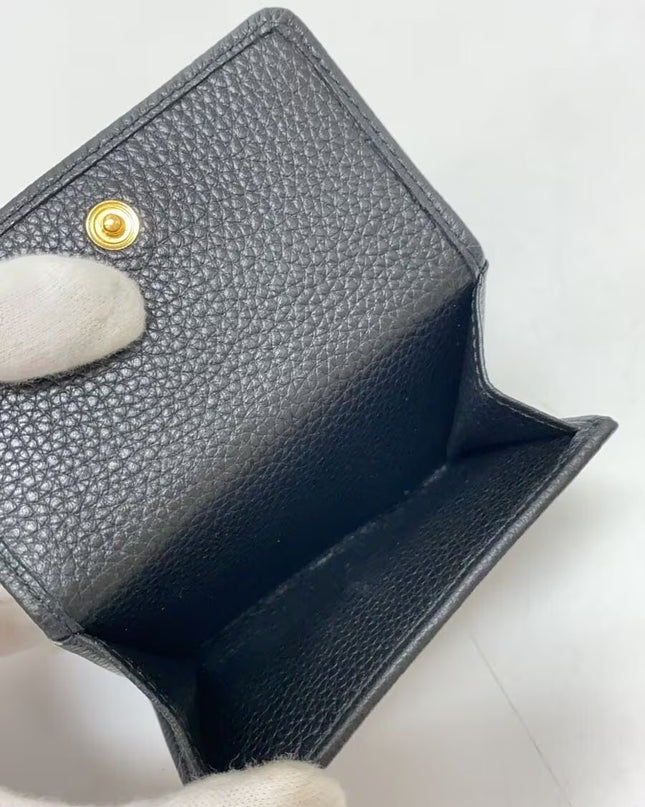 Preloved Authentic PRADA Coin Case/Card Case/PORTAF PICCOLO PATT/Grained Cowhide Leather/Black/1MH350