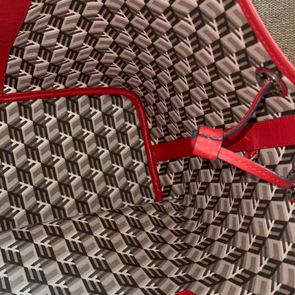 Preloved Authentic MCM Visetos Reversible Liz Shopper Tote – Ruby Red