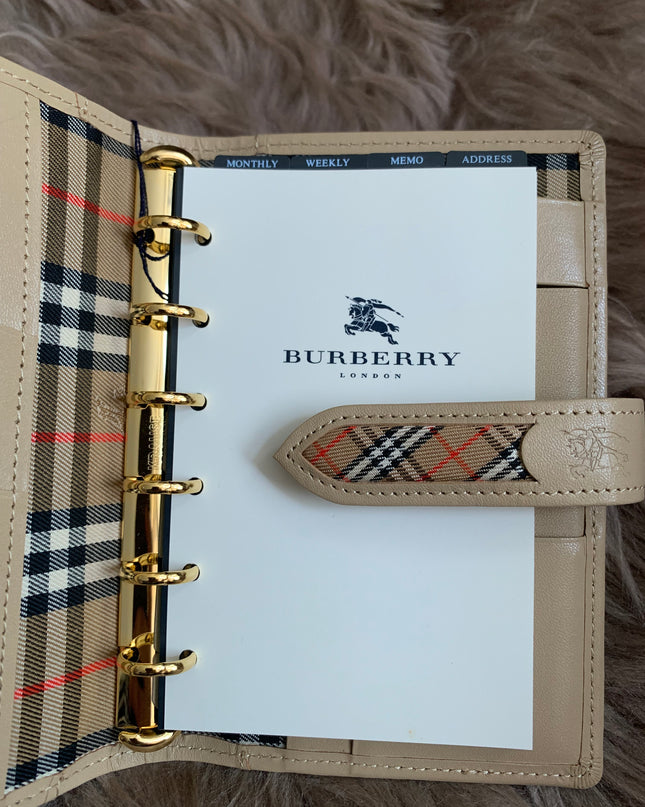 Burberry Brown Nova Check Leather Notebook Cover