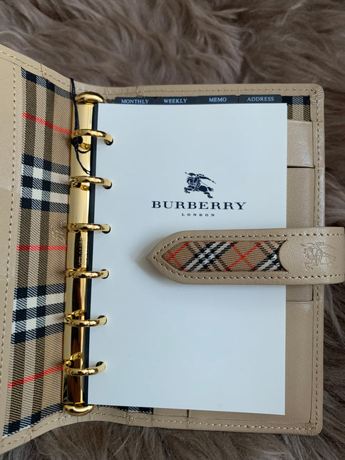 Burberry Brown Nova Check Leather Notebook Cover