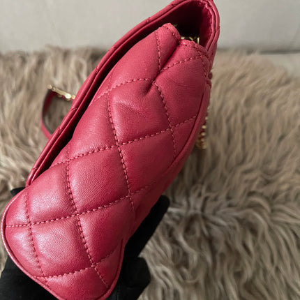 Preloved Authentic Michael Kors Red Vivianne Quilted Leather Shoulder Flap Bag