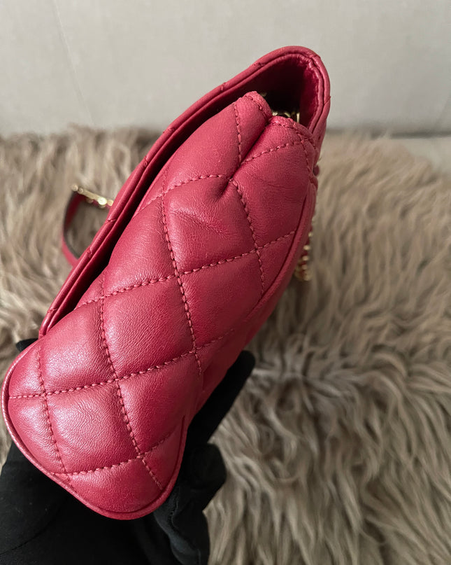 Preloved Authentic Michael Kors Red Vivianne Quilted Leather Shoulder Flap Bag