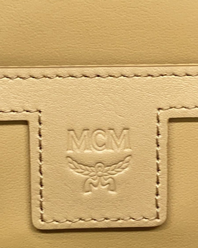 Preloved Authentic MCM Side stud backpack/Visetos/Rucksack/Leather/BEG/All-over pattern//