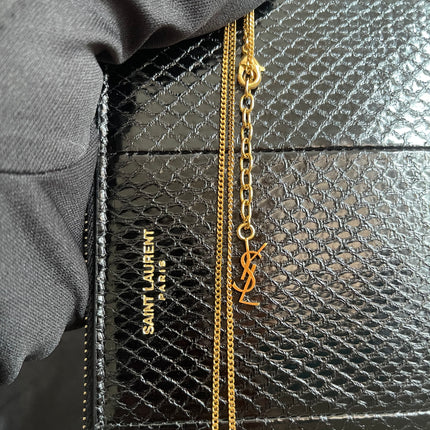 Preloved Authentic Saint Laurent Pouch Avenue Black Python Chain Bag