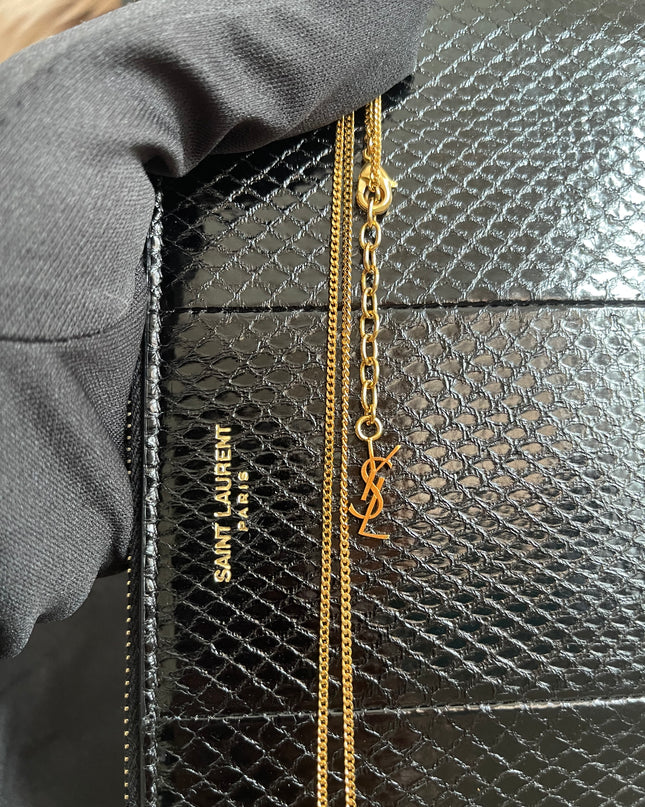 Preloved Authentic Saint Laurent Pouch Avenue Black Python Chain Bag
