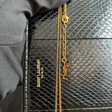 Preloved Authentic Saint Laurent Pouch Avenue Black Python Chain Bag
