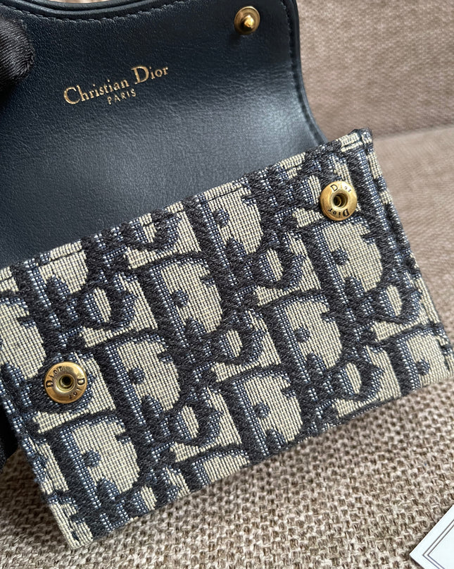 Preloved Authentic Dior Saddle Compact Wallet – Blue Oblique Jacquard