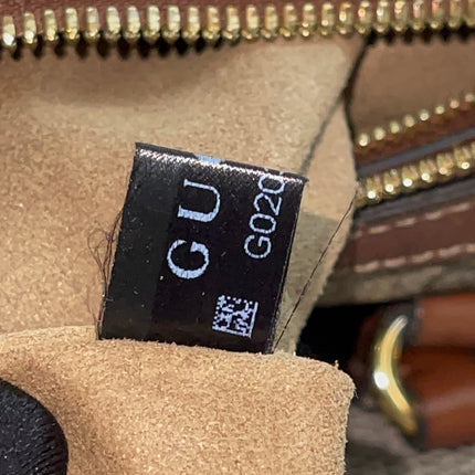 Peloved Authentic Gucci GG Supreme Duffle/Boston Mini – Tan Leather Trim with Strap