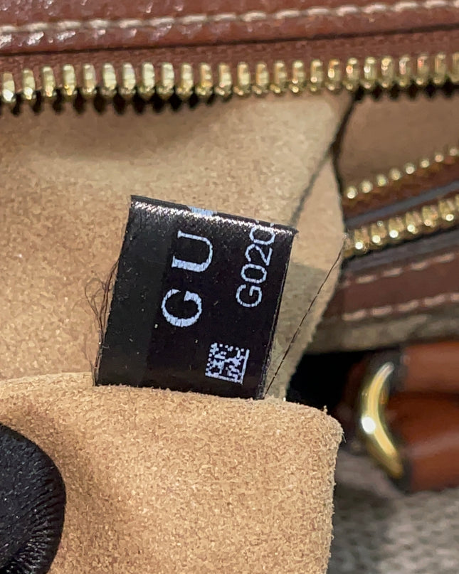Peloved Authentic Gucci GG Supreme Duffle/Boston Mini – Tan Leather Trim with Strap