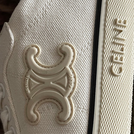 Preloved Authentic Celine Alan Sneaker with Triomphe in Canvas Off-White