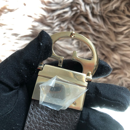 Preloved Gucci Black/Brown Leather Reversible GG Dollar Belt 90CM