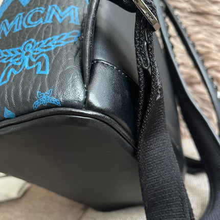 Preloved Authentic MCM Stark Backpack in Blue Black Visetos