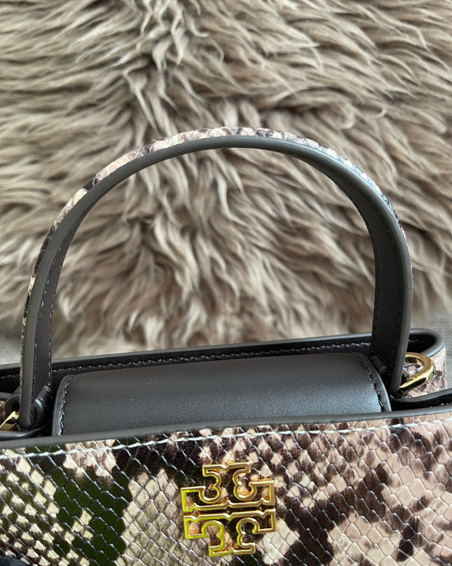 Preloved Authentic Tory Burch Mini Satchel Shell in Snake-Embossed Leather
