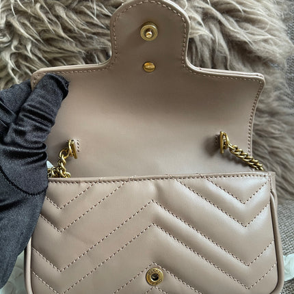 Preloved Authentic Gucci Mini GG Marmont Shoulder Bag in Matelassé Chevron Leather — Brand New