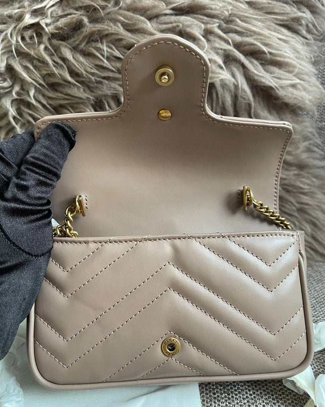 Preloved Authentic Gucci Mini GG Marmont Shoulder Bag in Matelassé Chevron Leather — Brand New