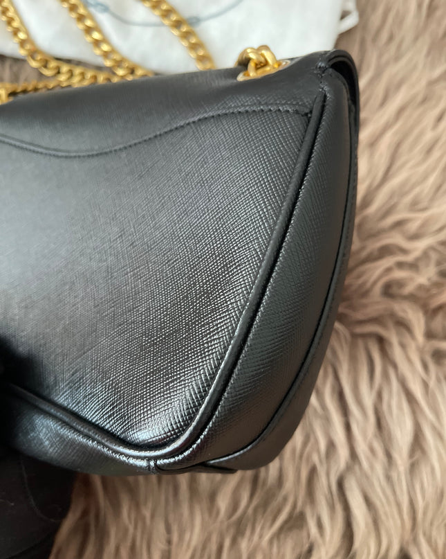 Preloved Authentic Pattina Flap Shoulder Bag Saffiano Leather Small crossbody bag