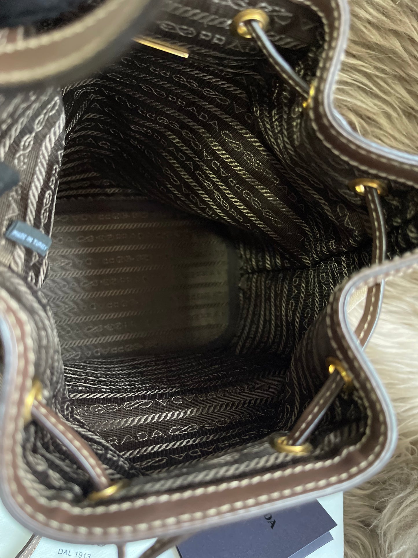 Preloved Prada  2021 Logo Jacquard Bucket Bag
