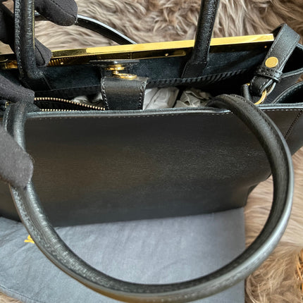 Preloved Fendi 2 Jours Bag Medium in Black w/initial