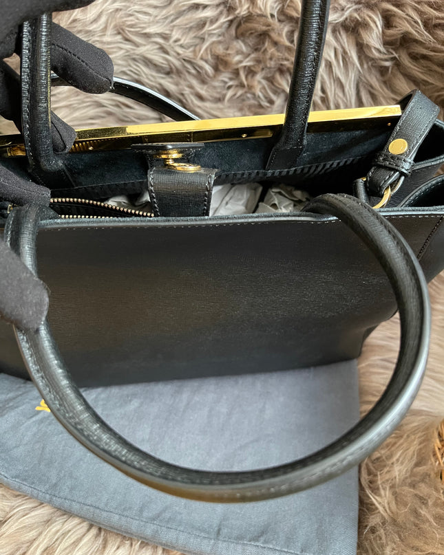 Preloved Fendi 2 Jours Bag Medium in Black w/initial