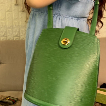 Preloved Authentic Louis Vuitton Cluny Shoulder Bag Green Epi Leather