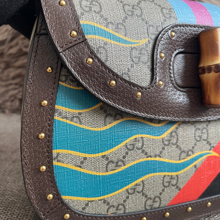 Preloved Authentic Gucci GG Supreme Canvas Leather and Python Medium Bamboo 1947 Top Handle Bag