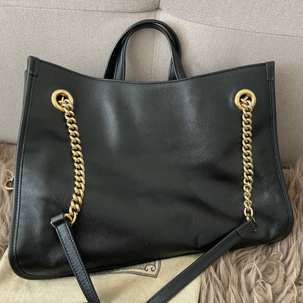 Preloved Authentic Rank A Gucci Horsebit 1955 tote bag in black leather