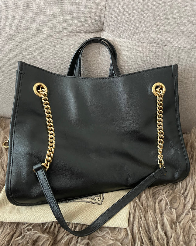 Preloved Authentic Rank A Gucci Horsebit 1955 tote bag in black leather