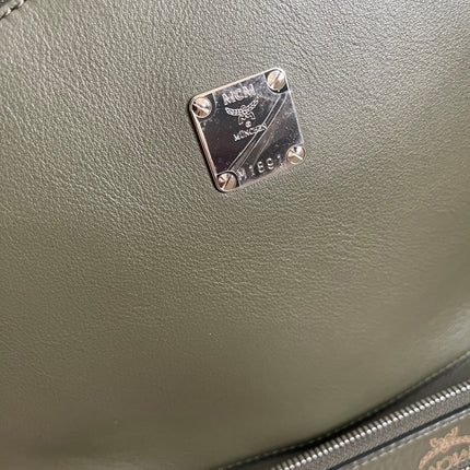 Preloved MCM Stark Leather Backpack in SEA TURTLE