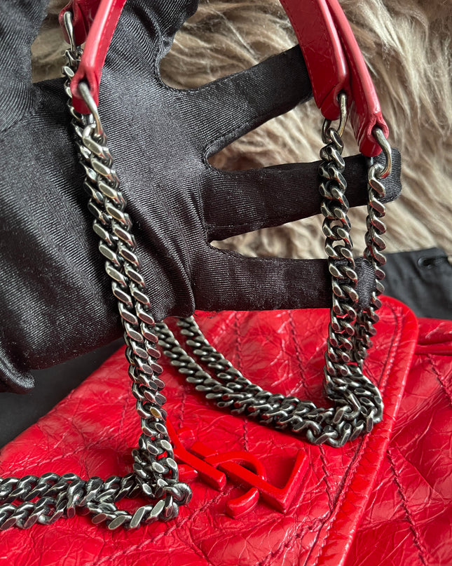 Preloved Authentic Saint Laurent Niki Baby Shoulder Bag — Red