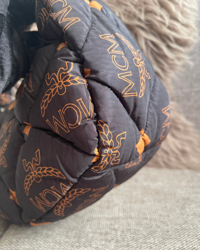Preloved Authentic MCM Aren Hobo Bag Black Fabric