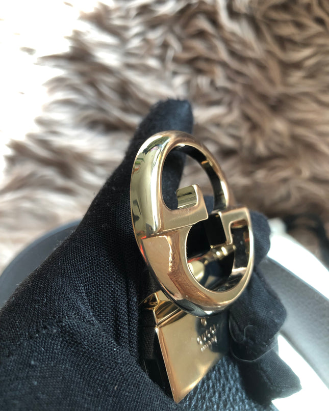 Preloved Gucci Black/Brown Leather Reversible GG Dollar Belt 90CM