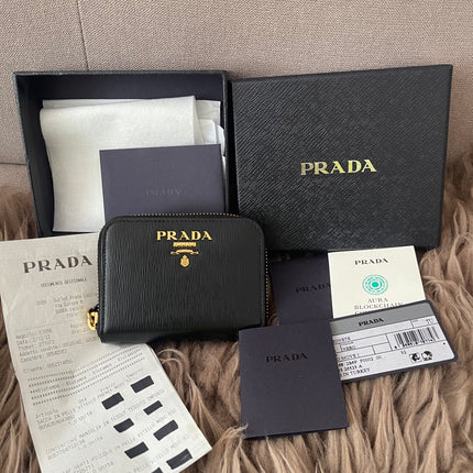 Preloved Authentic Prada Vitello Move Zip-Around Coin Purse - Black