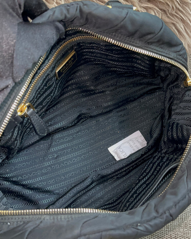 Preloved Authentic Prada Quilted Nylon Tessuto Bomber Bag – Black