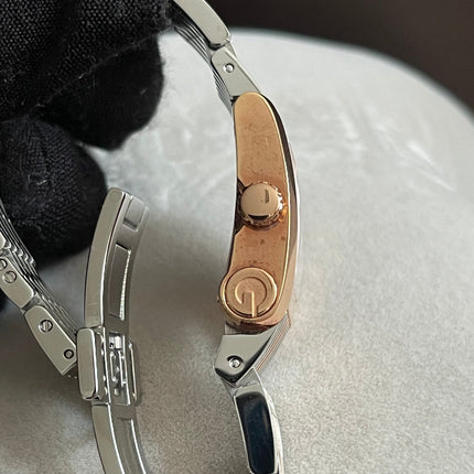 Preloved Authentic Gucci 8600L Ladies Watch — Two-Tone Rose Gold & Silver GG Dial