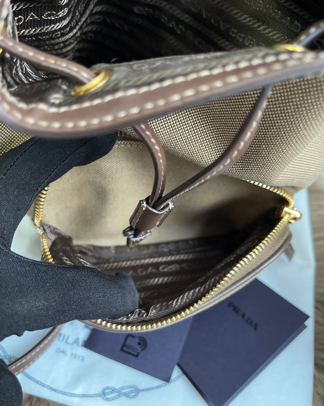 Preloved Prada  2021 Logo Jacquard Bucket Bag