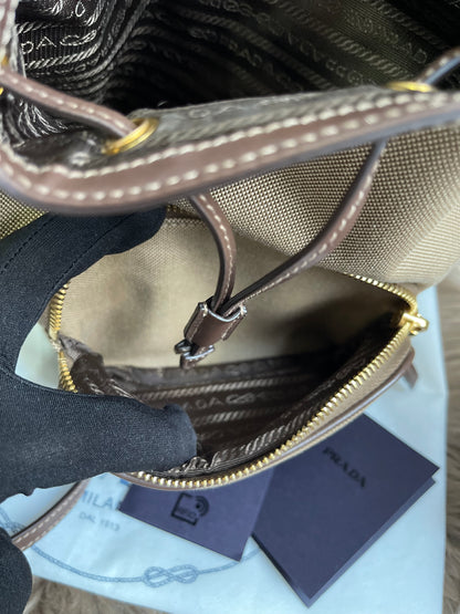 Preloved Prada  2021 Logo Jacquard Bucket Bag
