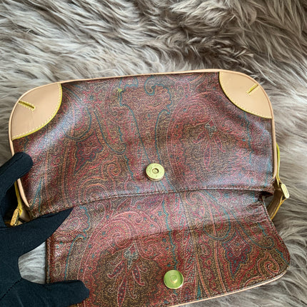 Etro Multicolor Paisley Coated Canvas and Leather Flap Crossbody Bag