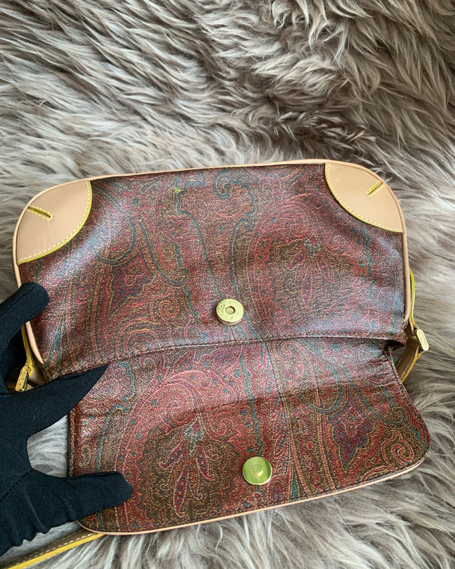 Etro Multicolor Paisley Coated Canvas and Leather Flap Crossbody Bag