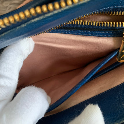 Miu Miu Two Tone Blue Madras Leather Doctor Satchel