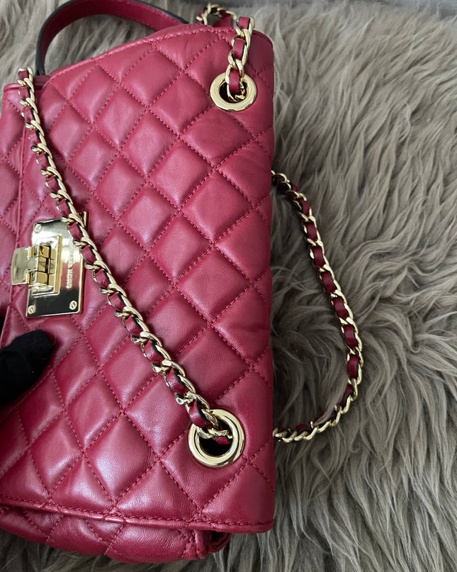 Preloved Authentic Michael Kors Red Vivianne Quilted Leather Shoulder Flap Bag